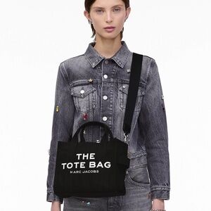 Marc Jacobs Small Canvas Tote Bag Black White Handbag Purse Preloved